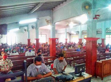 worshippers in church