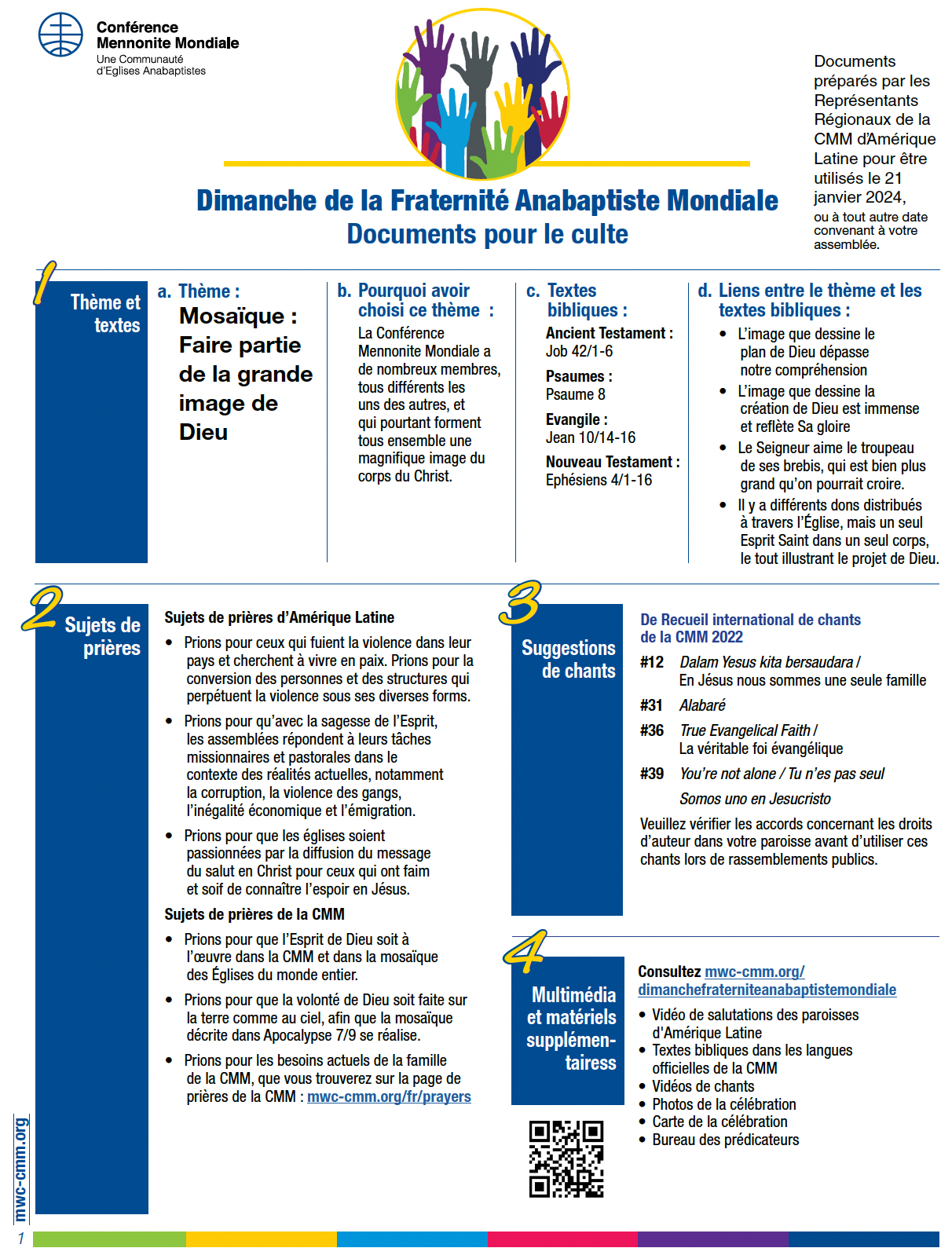 	 Dimanche de la Fraternité Anabaptiste Mondiale 2024