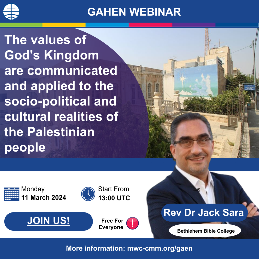  the values of God's kingdom are commicated and applied to the socio-political and cultural realities of the Palestinian people